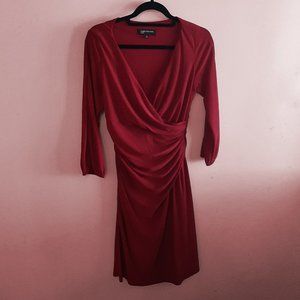 Lipstick red draped dress